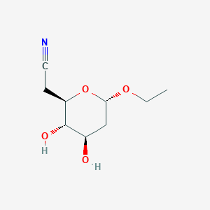 B133243 alpha-D-arabino-Heptopyranosidurononitrile, ethyl 2,6-dideoxy-(9CI) CAS No. 148379-96-8