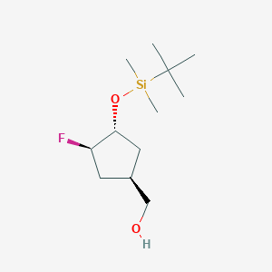 molecular formula C12H25FO2Si B13324448 Rel-((1R,3R,4R)-3-((tert-butyldimethylsilyl)oxy)-4-fluorocyclopentyl)methanol 