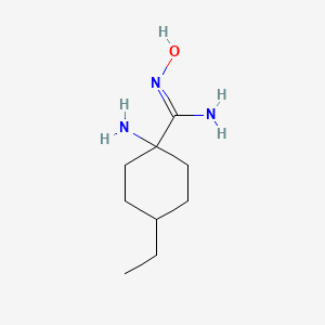 molecular formula C9H19N3O B13325058 1-amino-4-ethyl-N'-hydroxycyclohexane-1-carboximidamide 