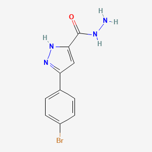molecular formula C10H9BrN4O B1332522 3-(4-bromophenyl)-1H-pyrazole-5-carbohydrazide CAS No. 306749-73-5