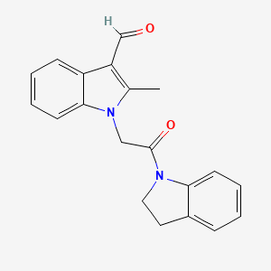 molecular formula C20H18N2O2 B1332541 1-[2-(2,3-Dihydro-indol-1-yl)-2-oxo-ethyl]-2-methyl-1H-indole-3-carbaldehyde CAS No. 433963-38-3