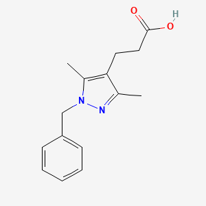 molecular formula C15H18N2O2 B1332542 3-(1-benzyl-3,5-dimethyl-1H-pyrazol-4-yl)propanoic acid CAS No. 381679-93-2