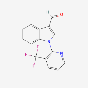 molecular formula C15H9F3N2O B1332580 1-[3-(trifluoromethyl)-2-pyridinyl]-1H-indole-3-carbaldehyde CAS No. 477848-00-3