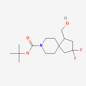 molecular formula C15H25F2NO3 B13326343 tert-Butyl 3,3-difluoro-1-(hydroxymethyl)-8-azaspiro[4.5]decane-8-carboxylate 