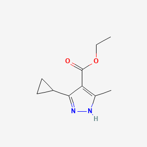 molecular formula C10H14N2O2 B13326490 ethyl 5-cyclopropyl-3-methyl-1H-pyrazole-4-carboxylate 