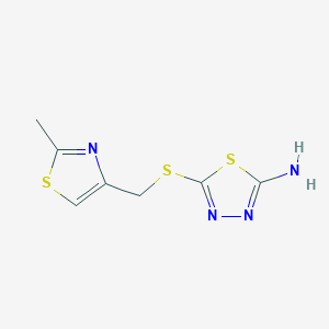 molecular formula C7H8N4S3 B1332682 5-{[(2-Methyl-1,3-thiazol-4-YL)methyl]thio}-1,3,4-thiadiazol-2-amine CAS No. 124425-81-6