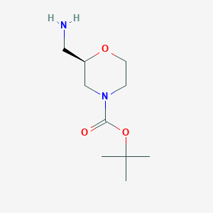 molecular formula C10H20N2O3 B1332696 (R)-2-Aminomethyl-4-Boc-morpholine CAS No. 1174913-80-4