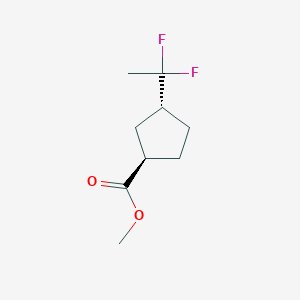 molecular formula C9H14F2O2 B13327326 Rel-methyl (1R,3R)-3-(1,1-difluoroethyl)cyclopentane-1-carboxylate 