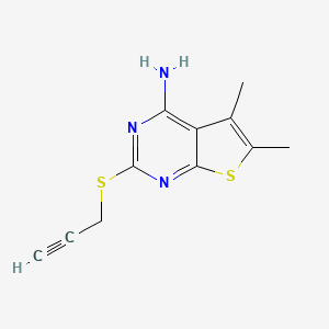 molecular formula C11H11N3S2 B1332740 5,6-二甲基-2-(2-炔-1-基硫代)噻吩[2,3-D]嘧啶-4-胺 CAS No. 315695-36-4