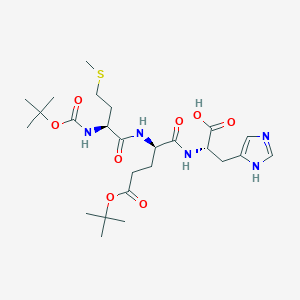 molecular formula C25H41N5O8S B13327438 ((R)-5-(tert-Butoxy)-2-((S)-2-((tert-butoxycarbonyl)amino)-4-(methylthio)butanamido)-5-oxopentanoyl)-L-histidine 
