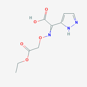 molecular formula C9H11N3O5 B1332749 2-[(2-ethoxy-2-oxoethoxy)imino]-2-(1H-pyrazol-3-yl)acetic acid 