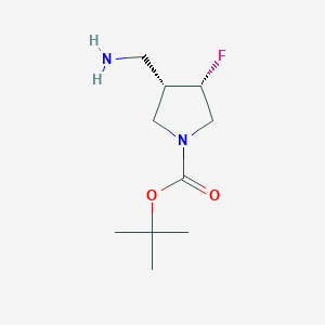 molecular formula C10H19FN2O2 B13327683 Rel-tert-butyl (3S,4S)-3-(aminomethyl)-4-fluoropyrrolidine-1-carboxylate 