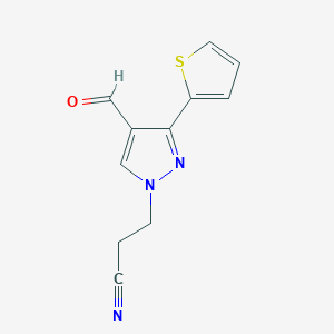 molecular formula C11H9N3OS B1332786 3-(4-formyl-3-thien-2-yl-1H-pyrazol-1-yl)propanenitrile CAS No. 372107-06-7