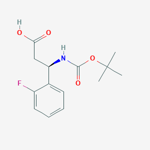 molecular formula C14H18FNO4 B1332854 (R)-3-((tert-Butoxycarbonyl)amino)-3-(2-fluorophenyl)propanoic acid CAS No. 500789-03-7