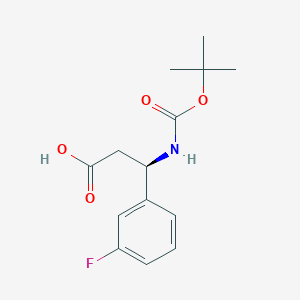 molecular formula C14H18FNO4 B1332855 (R)-3-tert-Butoxycarbonylamino-3-(3-fluorophenyl)propionic acid CAS No. 500789-04-8