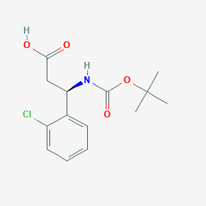 molecular formula C14H18ClNO4 B1332857 (R)-3-((tert-Butoxycarbonyl)amino)-3-(2-chlorophenyl)propanoic acid CAS No. 500789-05-9
