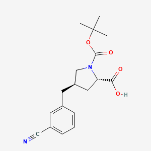 molecular formula C18H22N2O4 B1332873 (2S,4R)-1-(tert-Butoxycarbonyl)-4-(3-cyanobenzyl)pyrrolidine-2-carboxylic acid CAS No. 959582-18-4
