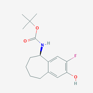 molecular formula C16H22FNO3 B13328770 tert-Butyl (R)-(3-fluoro-2-hydroxy-6,7,8,9-tetrahydro-5H-benzo[7]annulen-5-yl)carbamate 