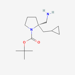 molecular formula C14H26N2O2 B13329359 tert-butyl (2S)-2-(aminomethyl)-2-(cyclopropylmethyl)pyrrolidine-1-carboxylate 