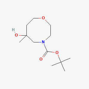 molecular formula C12H23NO4 B13329413 Tert-butyl 6-hydroxy-6-methyl-1,4-oxazocane-4-carboxylate 