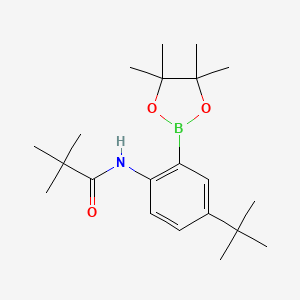 molecular formula C21H34BNO3 B13329998 N-(4-(tert-Butyl)-2-(4,4,5,5-tetramethyl-1,3,2-dioxaborolan-2-yl)phenyl)pivalamide 