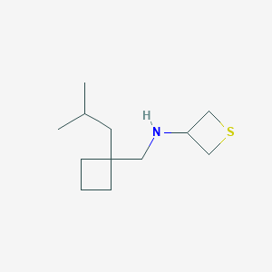 molecular formula C12H23NS B13330096 N-((1-Isobutylcyclobutyl)methyl)thietan-3-amine 