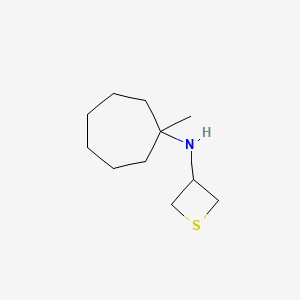 molecular formula C11H21NS B13330373 N-(1-Methylcycloheptyl)thietan-3-amine 