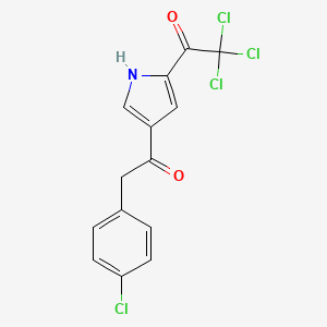 molecular formula C14H9Cl4NO2 B1333045 2,2,2-trichloro-1-{4-[2-(4-chlorophenyl)acetyl]-1H-pyrrol-2-yl}-1-ethanone CAS No. 338397-93-6