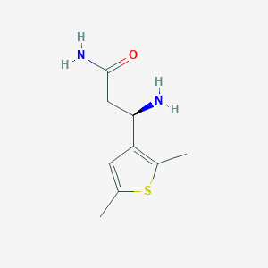 molecular formula C9H14N2OS B13330503 (3R)-3-Amino-3-(2,5-dimethylthiophen-3-YL)propanamide 