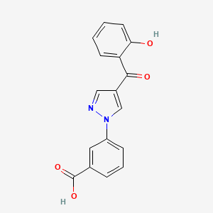 molecular formula C17H12N2O4 B1333084 3-[4-(2-Hydroxybenzoyl)-1H-pyrazol-1-yl]-benzenecarboxylic acid CAS No. 959575-06-5