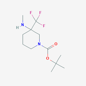 molecular formula C12H21F3N2O2 B13330866 tert-Butyl 3-(methylamino)-3-(trifluoromethyl)piperidine-1-carboxylate 