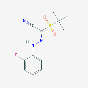 molecular formula C12H14FN3O2S B1333096 2-(Tert-butylsulfonyl)-2-[2-(2-fluorophenyl)hydrazono]acetonitrile 