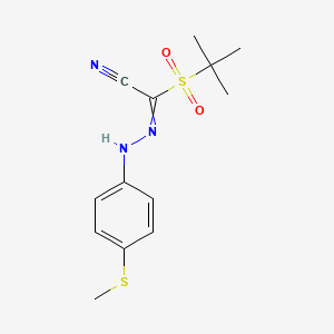 molecular formula C13H17N3O2S2 B1333097 2-(Tert-butylsulfonyl)-2-{2-[4-(methylsulfanyl)phenyl]hydrazono}acetonitrile CAS No. 4687-57-4