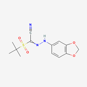 molecular formula C13H15N3O4S B1333098 N-(1,3-benzodioxol-5-ylamino)-1-tert-butylsulfonylmethanimidoyl cyanide 