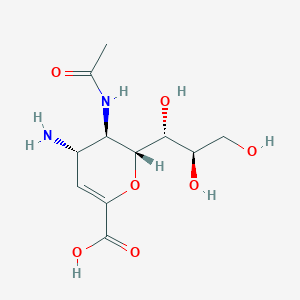 molecular formula C₁₁H₁₈N₂O₇ B133310 4-Amino-2-deoxy-2,3-dehydro-n-neuraminic acid CAS No. 130525-62-1