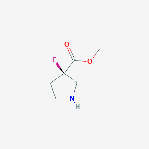 molecular formula C6H10FNO2 B13331266 Methyl (R)-3-fluoropyrrolidine-3-carboxylate 