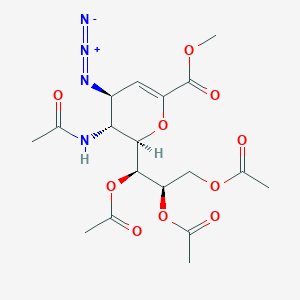 molecular formula C18H24N4O10 B133313 Zanamivir Azide Triacetate Methyl Ester CAS No. 130525-58-5