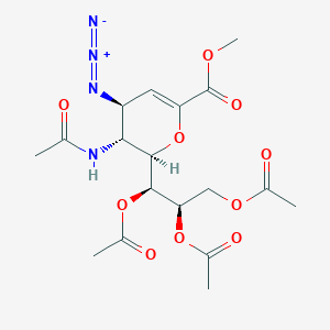 molecular formula C18H24N4O10 B133313 D-glycero-D-galacto-Non-2-enonic acid, 5-(acetylamino)-2,6-anhydro-4-azido-3,4,5-trideoxy-, methyl ester, 7,8,9-triacetate CAS No. 130525-58-5