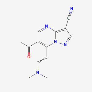 molecular formula C13H13N5O B1333141 6-Acetyl-7-[2-(dimethylamino)vinyl]pyrazolo[1,5-a]pyrimidine-3-carbonitrile 