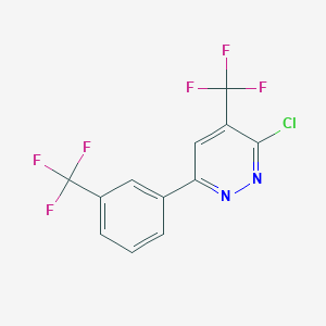 molecular formula C12H5ClF6N2 B13331451 3-Chloro-4-(trifluoromethyl)-6-[3-(trifluoromethyl)phenyl]pyridazine 