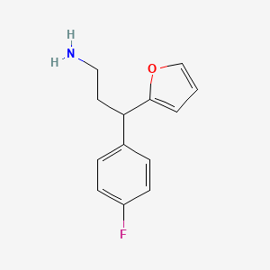 molecular formula C13H14FNO B1333191 3-(4-Fluorophenyl)-3-(furan-2-yl)propan-1-amine CAS No. 380878-55-7