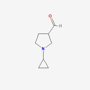 molecular formula C8H13NO B13332038 1-Cyclopropylpyrrolidine-3-carbaldehyde 