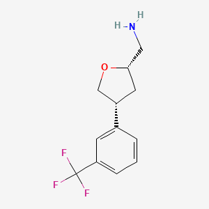 molecular formula C12H14F3NO B13332359 ((2S,4R)-4-(3-(Trifluoromethyl)phenyl)tetrahydrofuran-2-yl)methanamine 