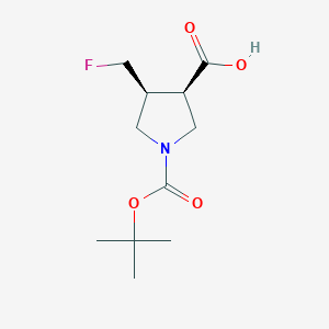 molecular formula C11H18FNO4 B13332422 (3R,4S)-1-(tert-Butoxycarbonyl)-4-(fluoromethyl)pyrrolidine-3-carboxylic acid 