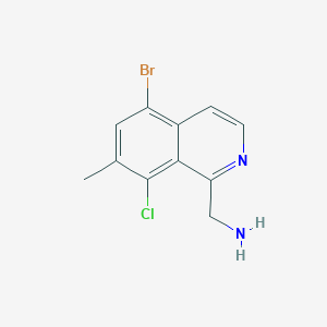 molecular formula C11H10BrClN2 B13332533 (5-Bromo-8-chloro-7-methylisoquinolin-1-yl)methanamine 