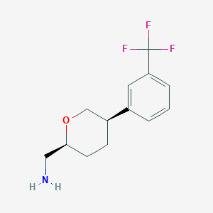 molecular formula C13H16F3NO B13332657 ((2S,5R)-5-(3-(Trifluoromethyl)phenyl)tetrahydro-2H-pyran-2-yl)methanamine 