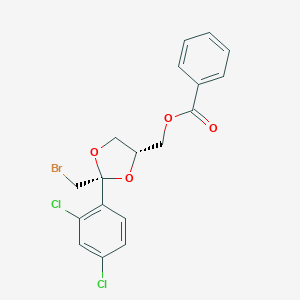 molecular formula C₁₈H₁₅BrCl₂O₄ B133329 cis-2-(Bromomethyl)-2-(2,4-dichlorophenyl)-1,3-dioxolane-4-ylmethyl benzoate CAS No. 61397-56-6