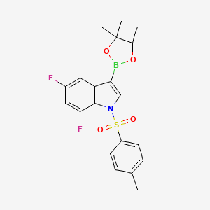 molecular formula C21H22BF2NO4S B13333024 5,7-difluoro-3-(4,4,5,5-tetramethyl-1,3,2-dioxaborolan-2-yl)-1-tosyl-1H-indole 