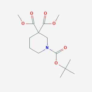 molecular formula C14H23NO6 B13333612 1-(tert-Butyl) 3,3-dimethyl piperidine-1,3,3-tricarboxylate 