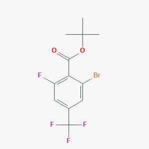 molecular formula C12H11BrF4O2 B13333653 tert-Butyl 2-bromo-6-fluoro-4-(trifluoromethyl)benzoate 